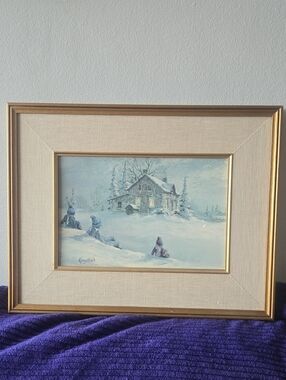 "Tuckered Out" Kids Canadian James Keirstead Winter Framed Painting Signed